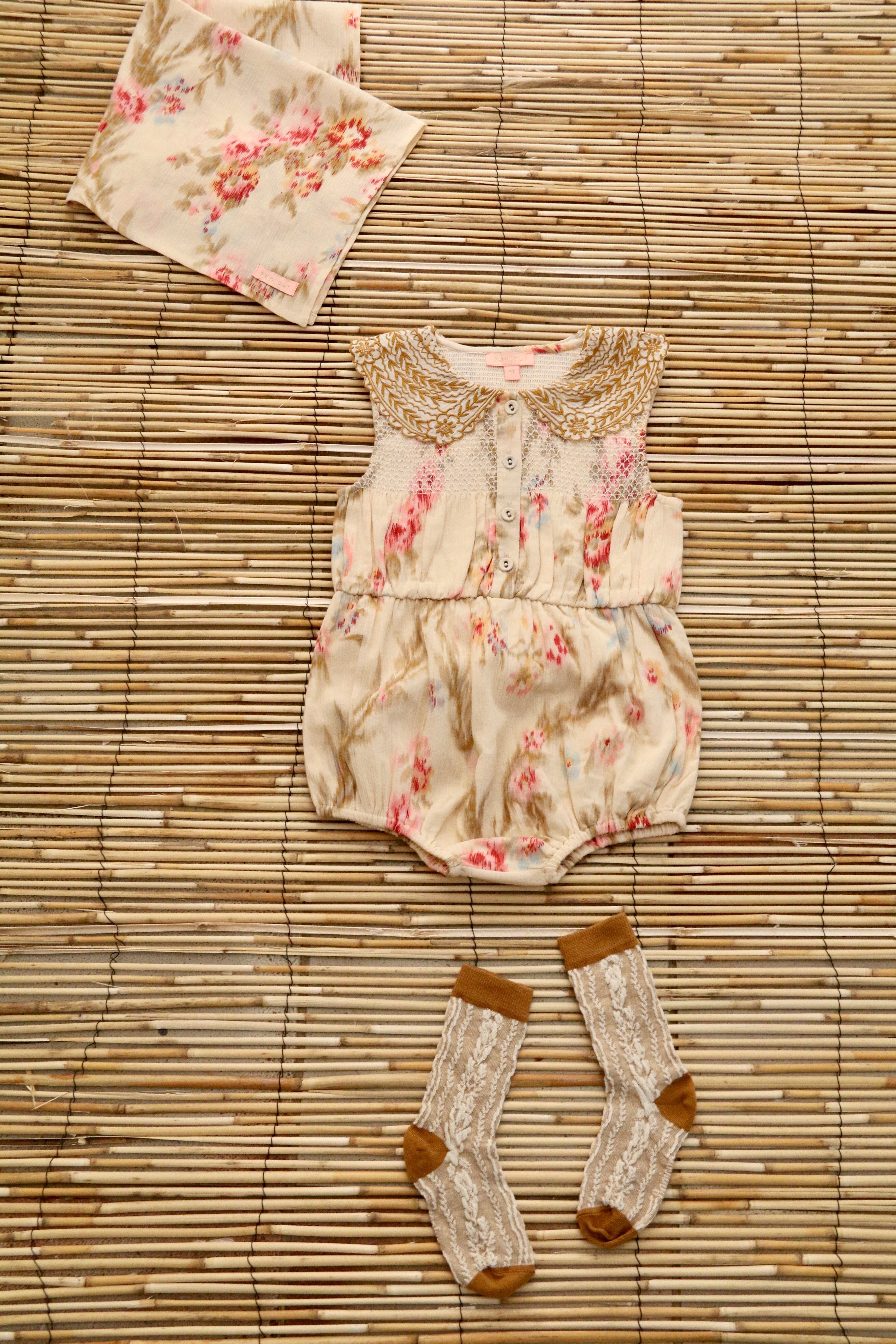 Bonjour Diary / Romper with Scarf - Antoinette Print | aalto