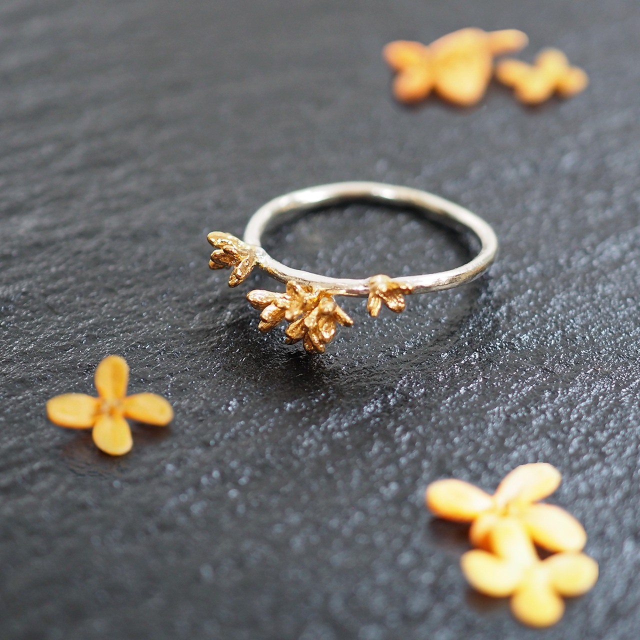 金木犀のリング(silver×gold)
