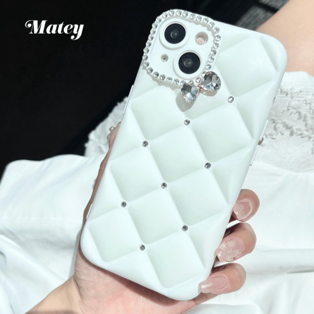 パフキルテッドリボンiPhoneケース＜ブライトホワイト＞