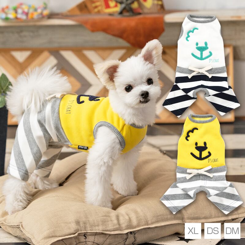 ディーズ君しましまつなぎ Xl Ds Dm D S Chat ディーズチャット 犬服 ドッグウェア トイプードル チワワ ポメラニアン Ds21aw Ds 2 Wan Voyage ワンボヤージュ お洒落なドッグウェア 犬服のお店