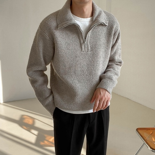Thick zipper pullover sweater   b-611