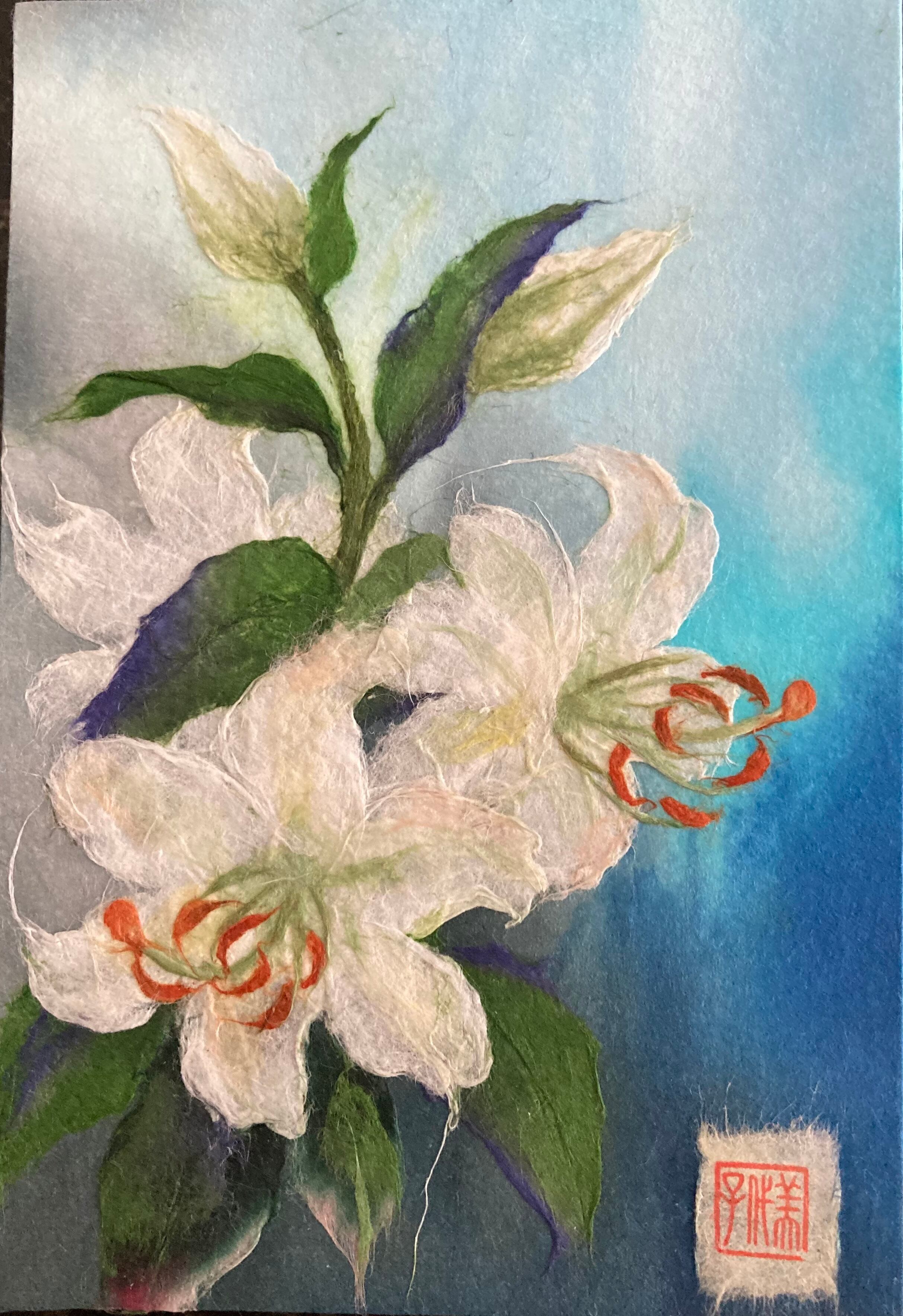 ちぎり絵 カサブランカ ハガキサイズ(100×148) | Pay ID