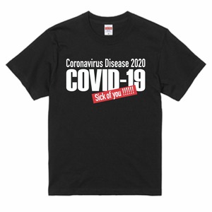 COVID19大嫌いTシャツ-2：黒-赤