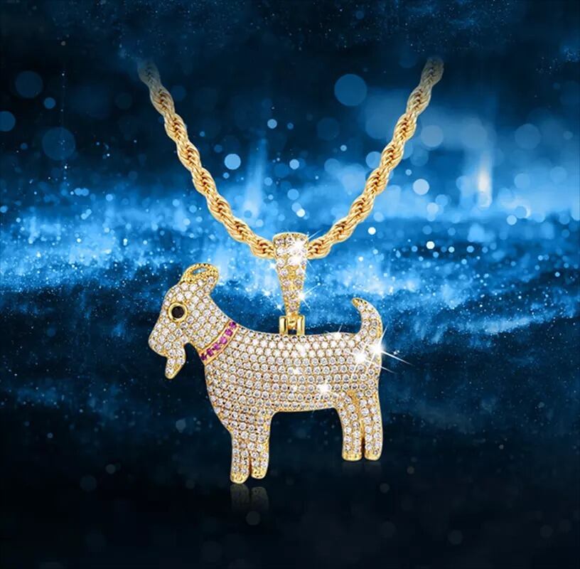 Iced Out Goat Necklace | Glitter