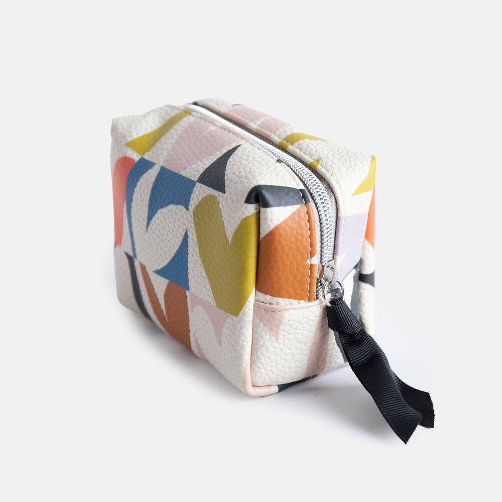 MULTI CHECKMATE HEART MINI CUBE COSMETIC BAG_PMC118