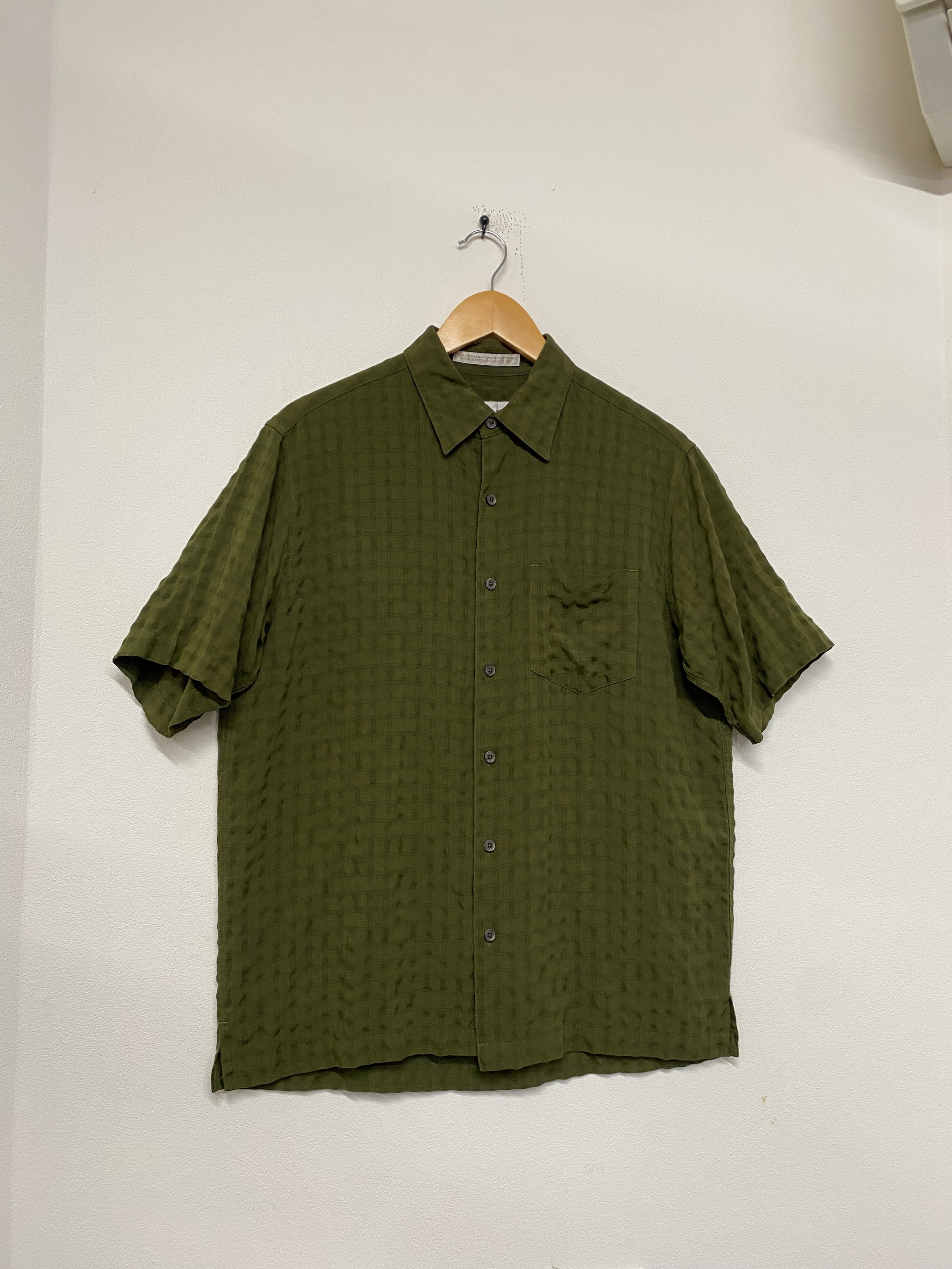 トップス 90s Perry Ellis Shadow Check S/S Shirt 90s PerryEllis Rayon Seersucker Ripstop Check Shirt/L | ACIDHOUSE