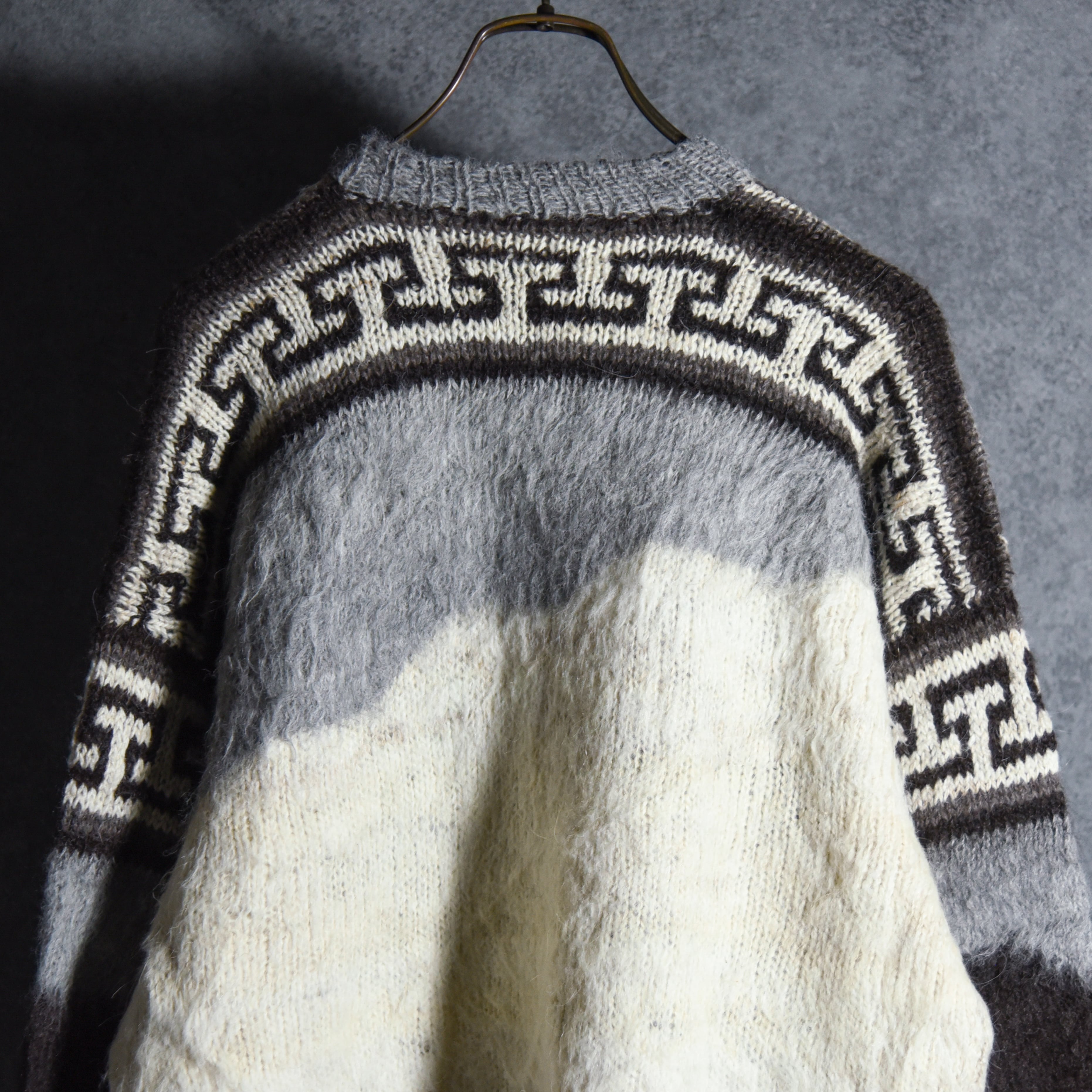 80-90s Alpaca Whole Garment Knit Sweater Made in Bolivia アルパカ