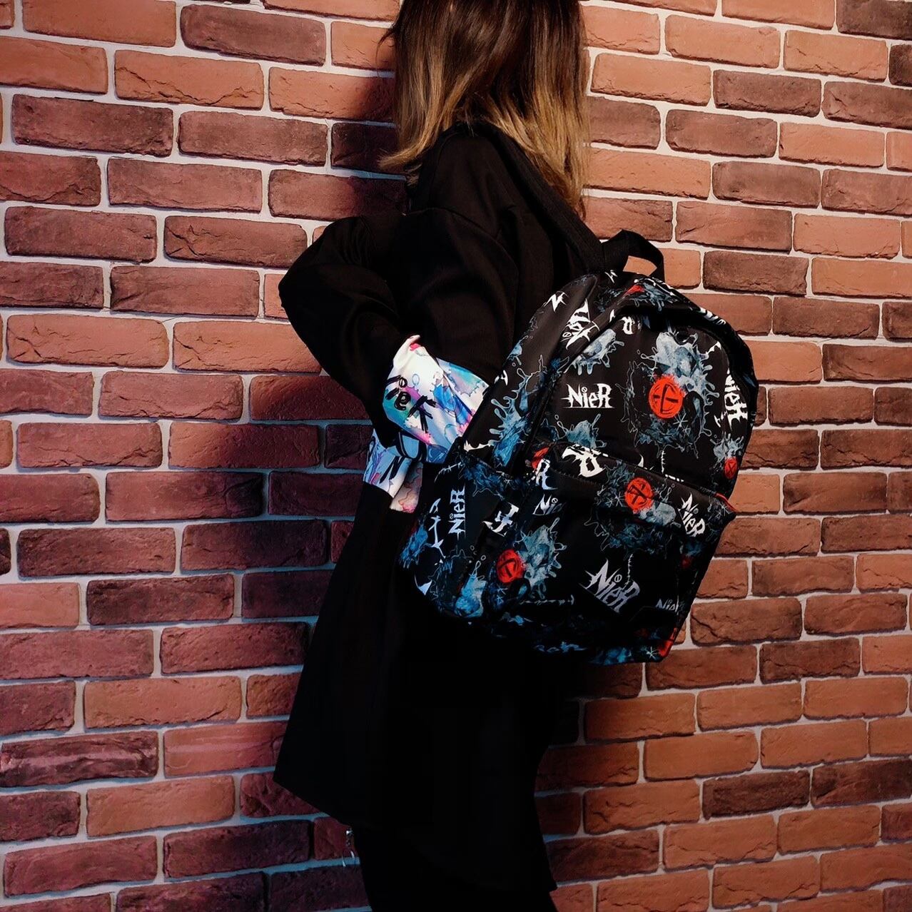 NieR 総柄BACKPACK【Monotone Diamond】リュック