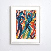 Dance Hall｜カラフルな抽象ダンスアートポスター｜切り絵風シルエットで空間を華やかに｜モダンインテリアに映える一枚｜A4ポスター
