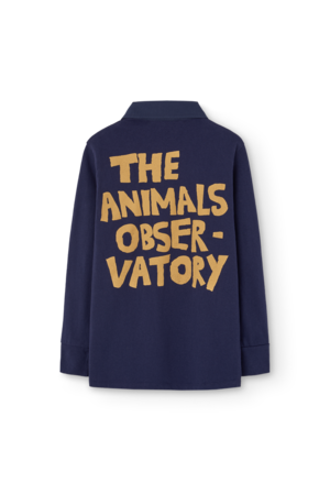 【26SS】the animals observatory(TAO)EEL KID POLO SHIRT DEEP BLUE(4y/6y/8/10y)長袖Tシャツ ネイビー ロゴ