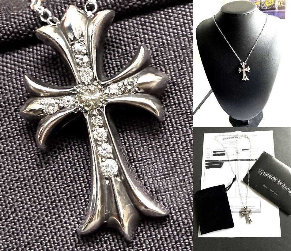 クロムハーツ ( CHROME HEARTS ) TINY CH CROSS PAVE DMND タイニー CHクロス 12P パヴェダイヤ ネックレス ペンダント