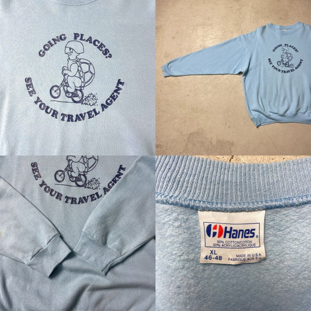 80年代 USA製 Hanes プリント スウェットシャツ 企業ロゴ メンズXL