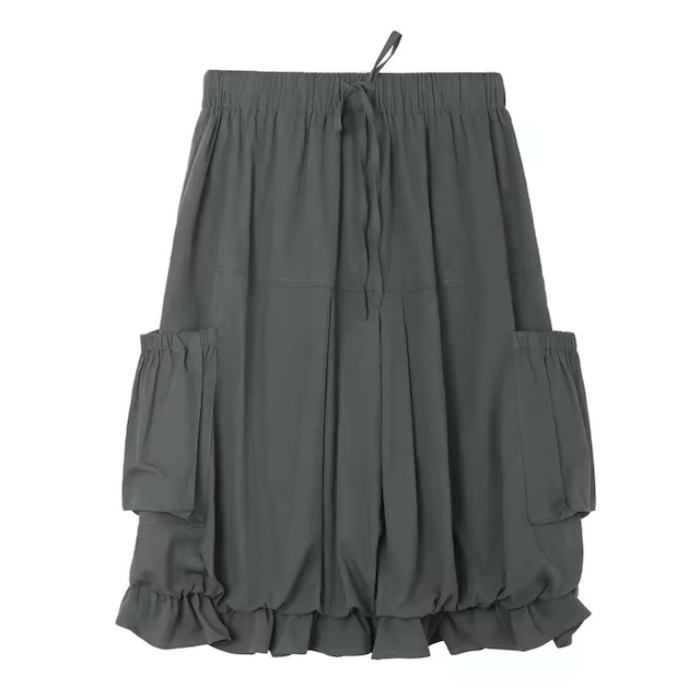 [Two Days off] lotus leaf edge drawstring tulip skirt