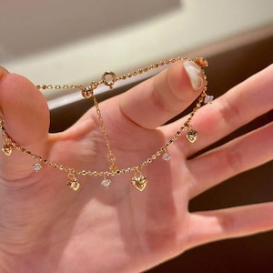 gold heart charm bracelet(2color)<a3361>