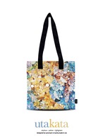 square pattern tote bag/4types/Half panama fabric/organic cotton【UK】