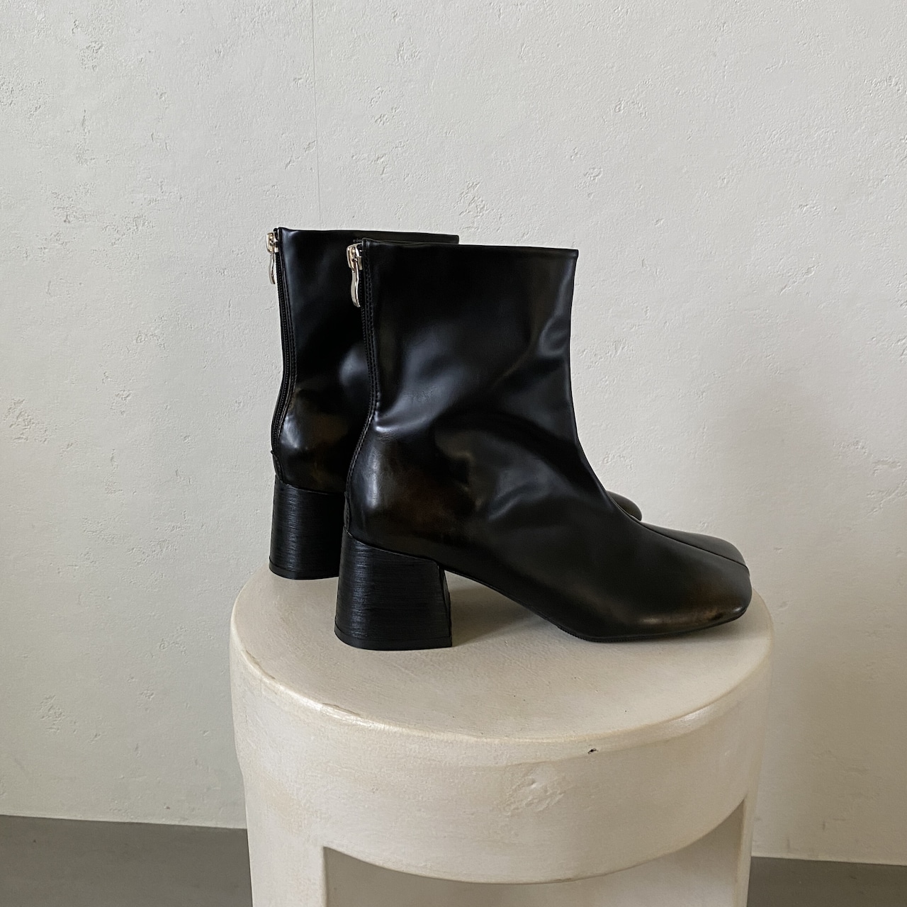 【受注予約:11月下旬入荷予定】Bronze fade square toe boots/black