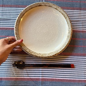 渕錆粉引ディナープレート24.5cm　大皿 日本製 美濃焼 和食器 　和　洋　プレート　Plate