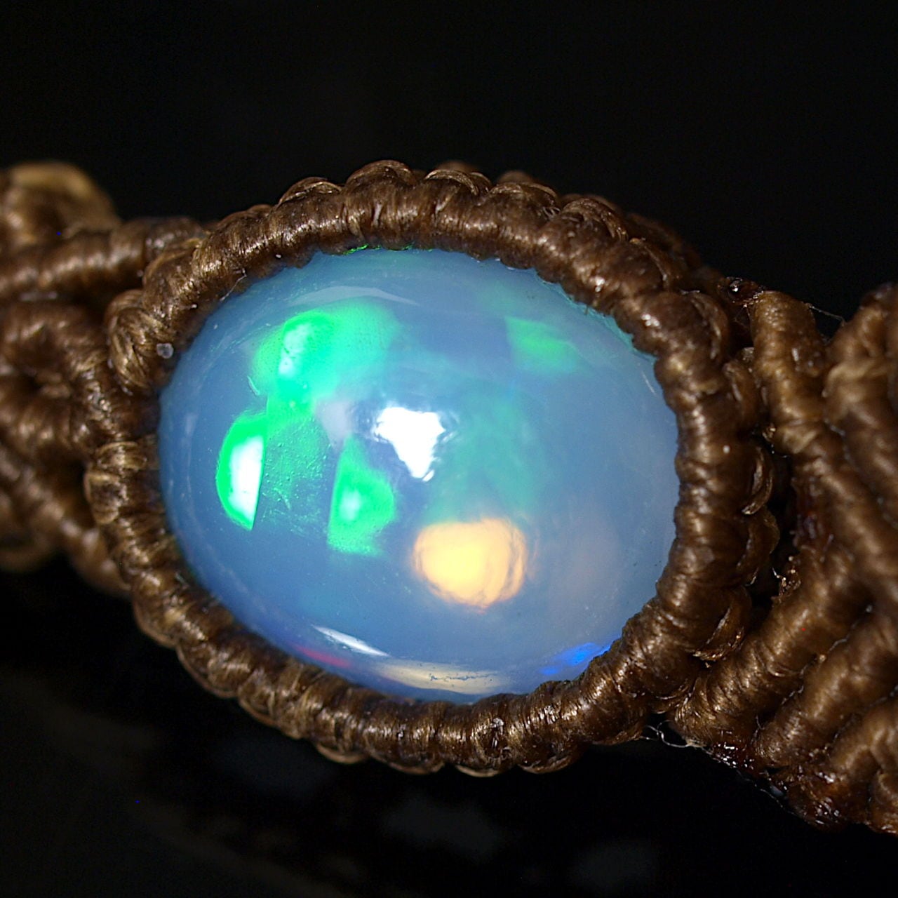 一点物】エチオピア産オパール＋ムーンストーン連結マクラメネックレス