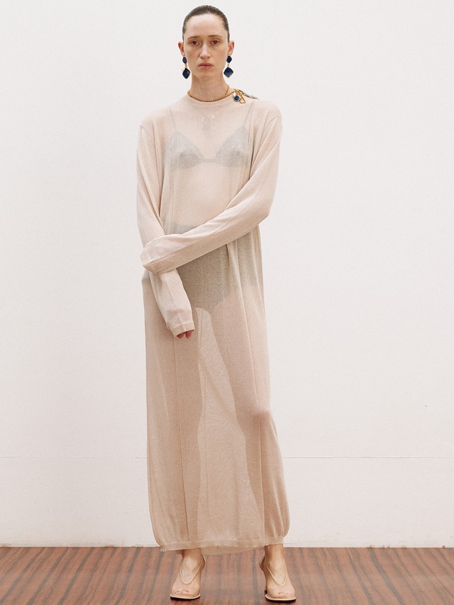 [RECTO][WOMEN] SUMMER NIGHT LONG KNIT DRESS (PEACH BEIGE) 正規品 韓国ブランド 韓国通販 韓国代行 韓国ファッション レクト 日本 店舗