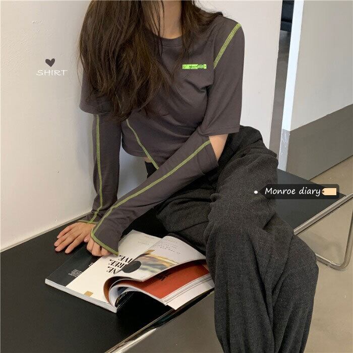 Tシャツ スプリングスタイルショートトップス ロング 春物 モンロー38947339535