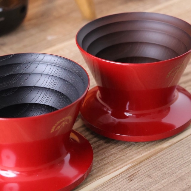 安清式木製ドリッパー 「漆」 1～2人用 レッド×ブラウン