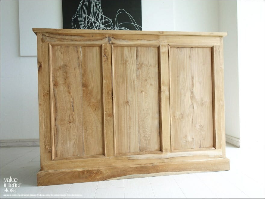 チーク総無垢材 レジカウンターRAN レジ台 受付カウンター 店舗什器 ナチュラル キャッシャーカウンター バーカウンター 送料無料 銘木家具