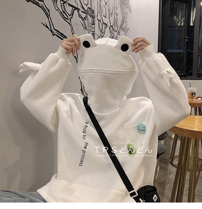 年末sale★あったかーい★カエルのパーカー 楽天市場】パーカー カエル レディース メンズ かえる柄 彼女 大学生