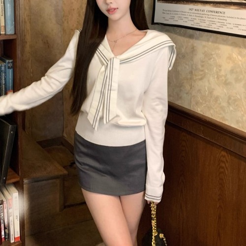 セーラーカラーニットトップス ・72794