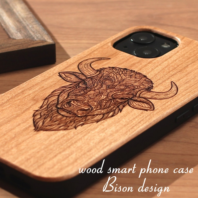 iphone ケース 木製 iphone17 iphone16 iphone15 iphone14 iphone13 mini アニマルシリーズ バイソン アイフォン 17 16 15 14 13 12 SE アウトドア ウッド 木 木目 天然木 おしゃれ シンプル 薄型 スリム 17pro 16pro 13mini se3 動物 かっこいい 名入れ可能 メンズ 送料無料