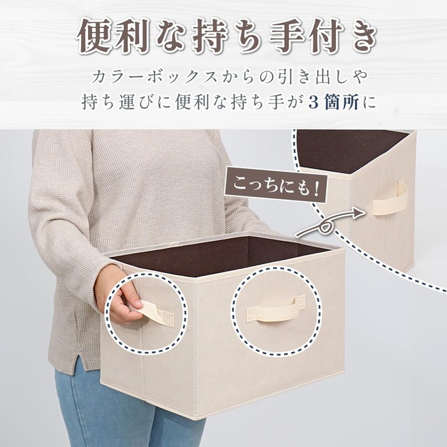 アストロ 収納ボックス 不織布製 2個セット カラーボックスにぴったり ベージュ×ブラウン 容量20L 衣類収納 おもちゃ収納 リビング収納 小物入れ 文書箱 おしゃれ 高見え 606-69