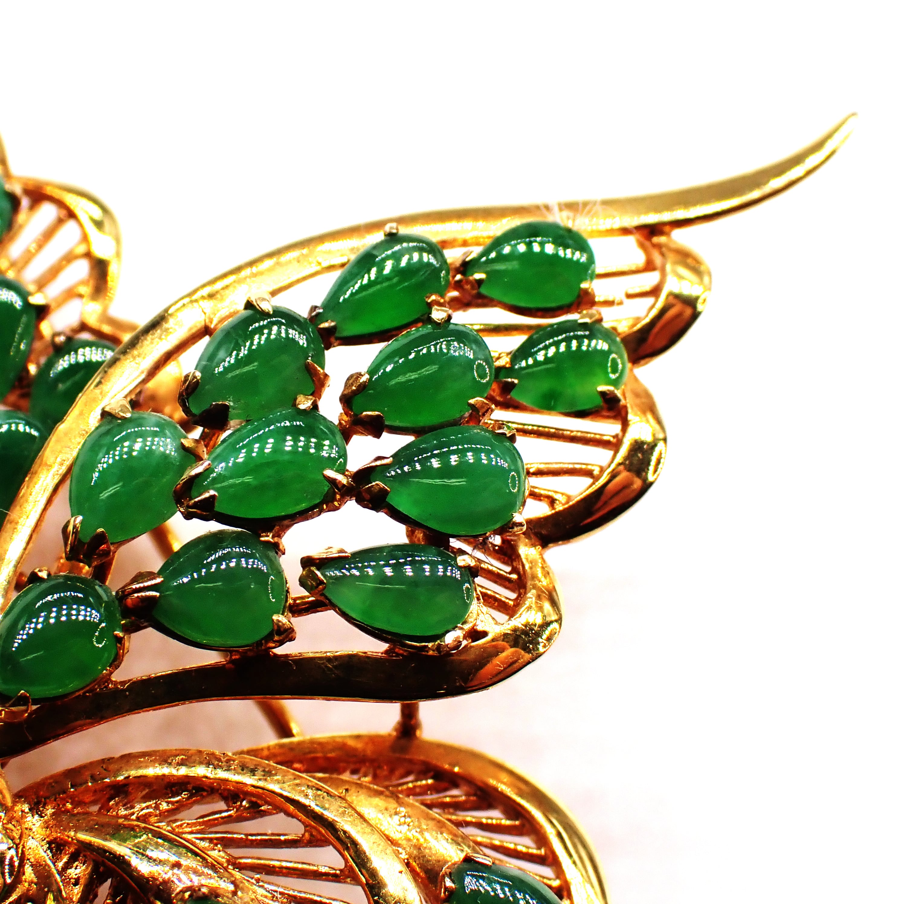 K18 昭和レトロ 蝶ブローチ 翡翠ダイヤルビー(ミニ鑑付) MOBR00035