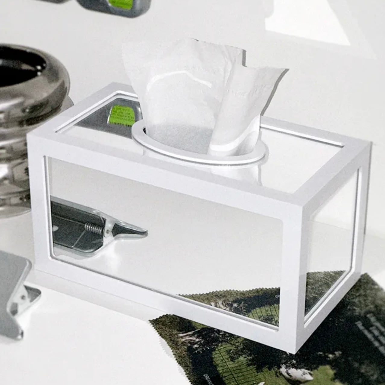 lavin mirror tisse case 2colors / ラヴィン ミラー ティッシュケース