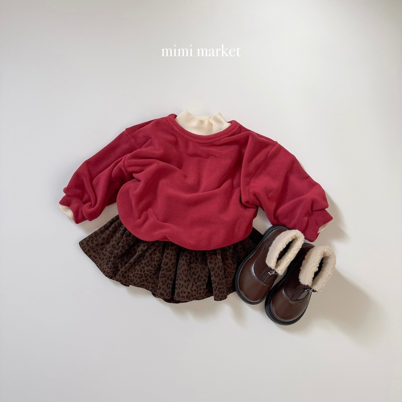 ミミマーケット / mimimarket / レオパードコーデュロイカンカンスカート / 韓国子供服 / キッズ / 26winter〖取寄〗*S~L*