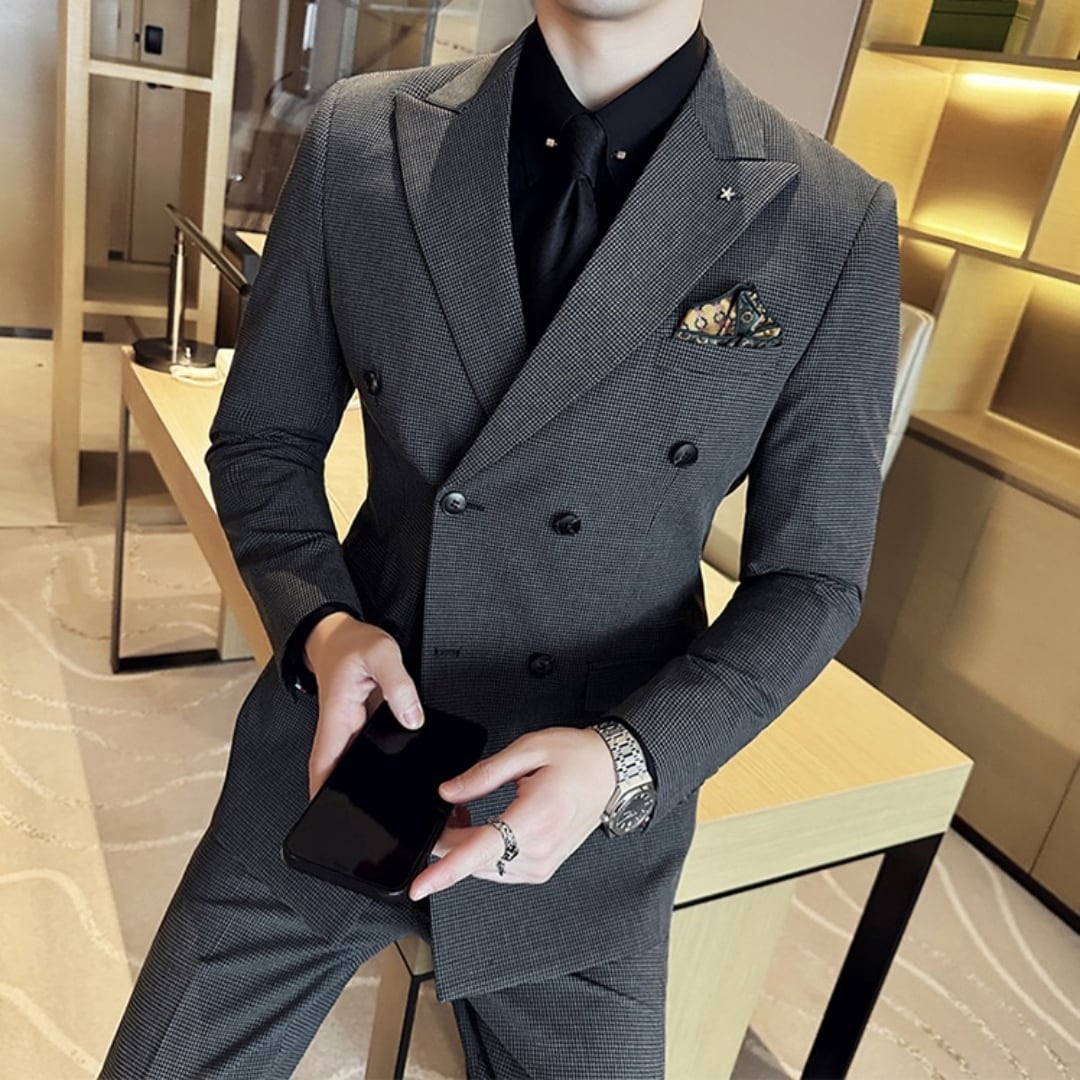 千鳥格子 ダブルブレストスーツ ツーピース 2カラー A2405 | メンズ