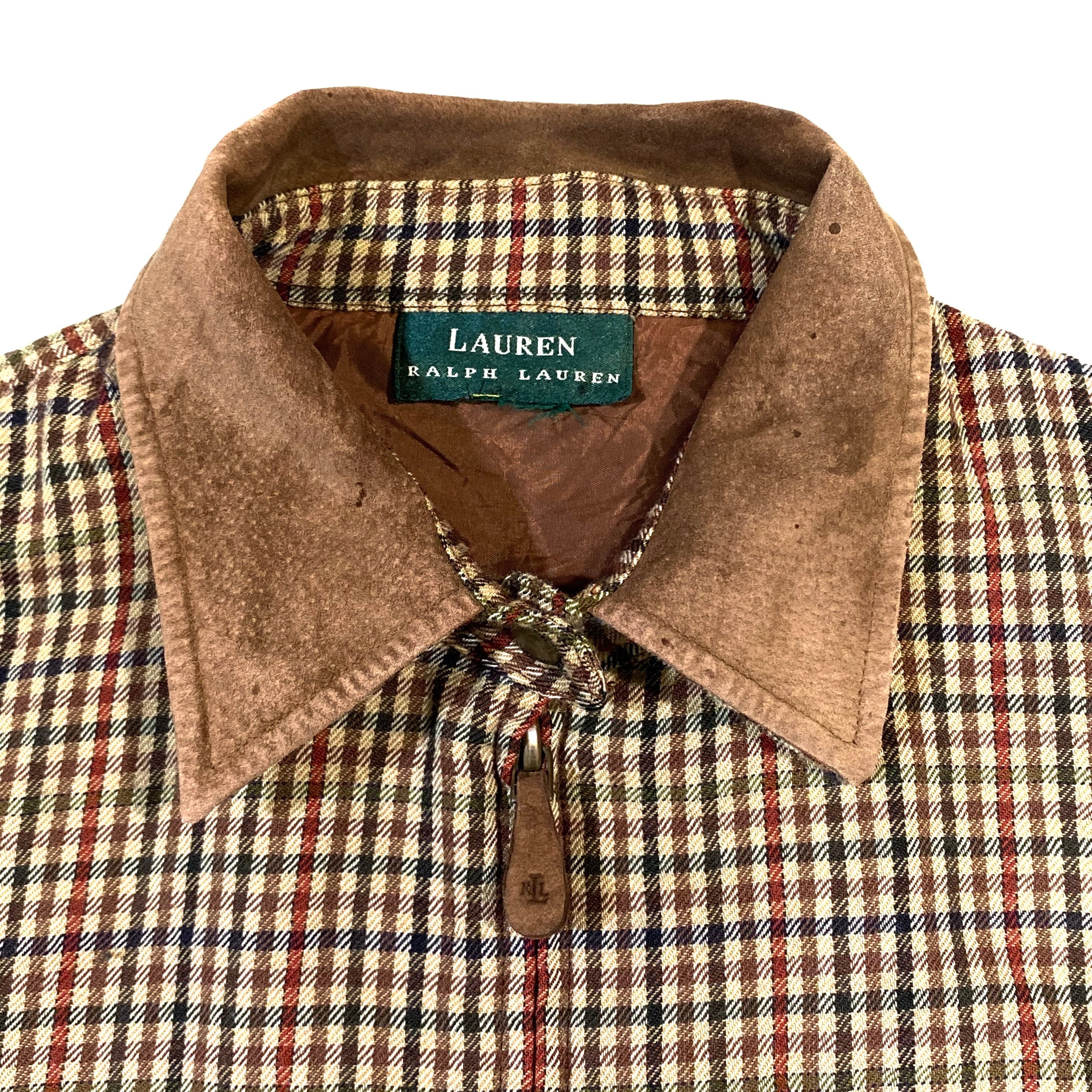 ✨美品✨ ラルフローレン レザージャケット スエード ベージュ 裏地チェック ラルフローレン レザージャケット スエード ブラウン 裏地チェック 美