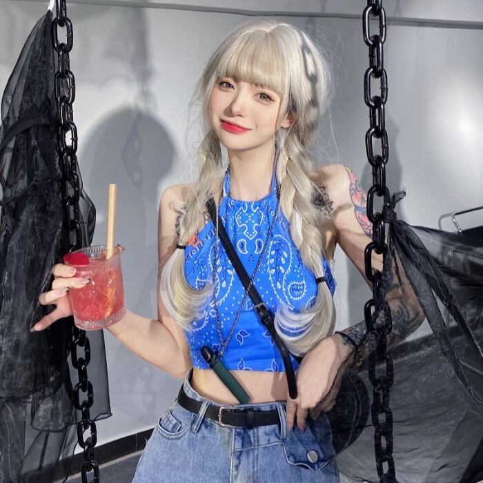 スタイルサマーFlowerデザイン ショートホルタートップス 夏物 フラワーデザイン ケッペル17357980200