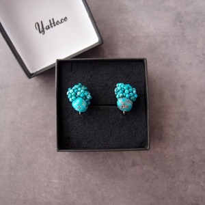 【天然石刺繍／イヤリング】Chrysocolla × Turquoise Earrings／クリソコラ×ターコイズ