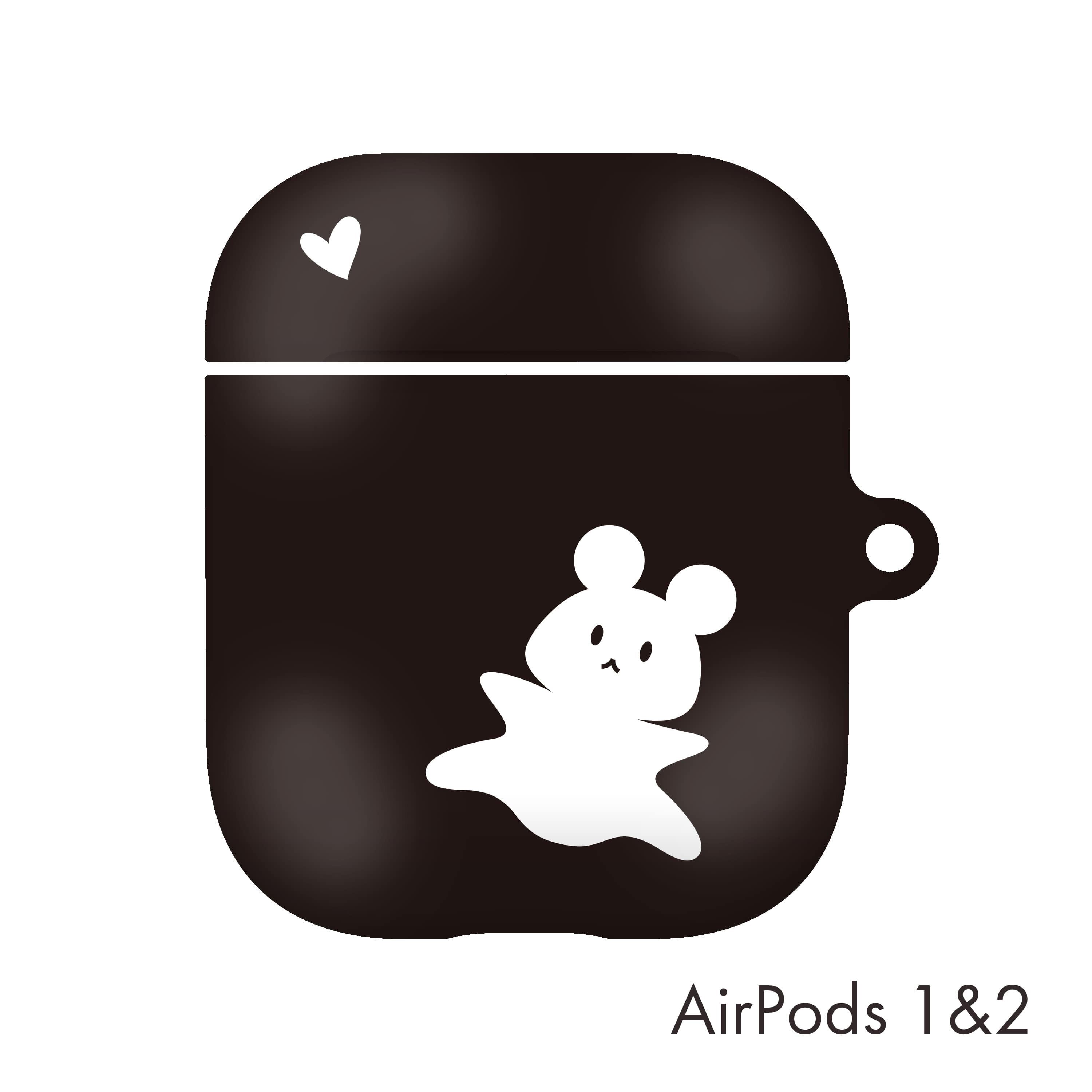 韓国 Airpodsケース Yk Goods 可愛い くま キャラクター デザイナーズ エアーポッズ 第1 2世代用 カバー 幽霊 Ghost ハート 黒 Yk06 韓国スマホケース専門店 Korean Case