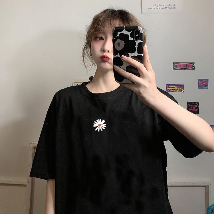 白い半袖Tシャツ女性2020新しい婦人服小さなデイジーブラックTシャツイントレンドルーズトップ学生トレンド 1号婦人76525402259