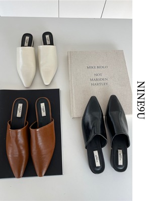 retro leather pointed-toe mule 3color【NINE6851】