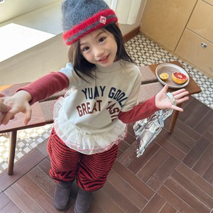 【冬作】フェイクヤード英字トップス