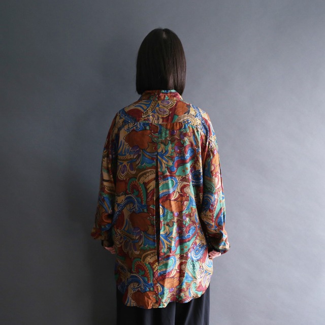 art paint pattern l/s fry front silk shirt