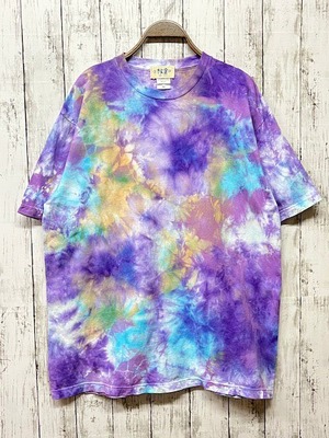 タイダイ染め Tie-dye Tシャツ　XLサイズ　パープル　ムラ染め　 Hippies Dye HD19-65