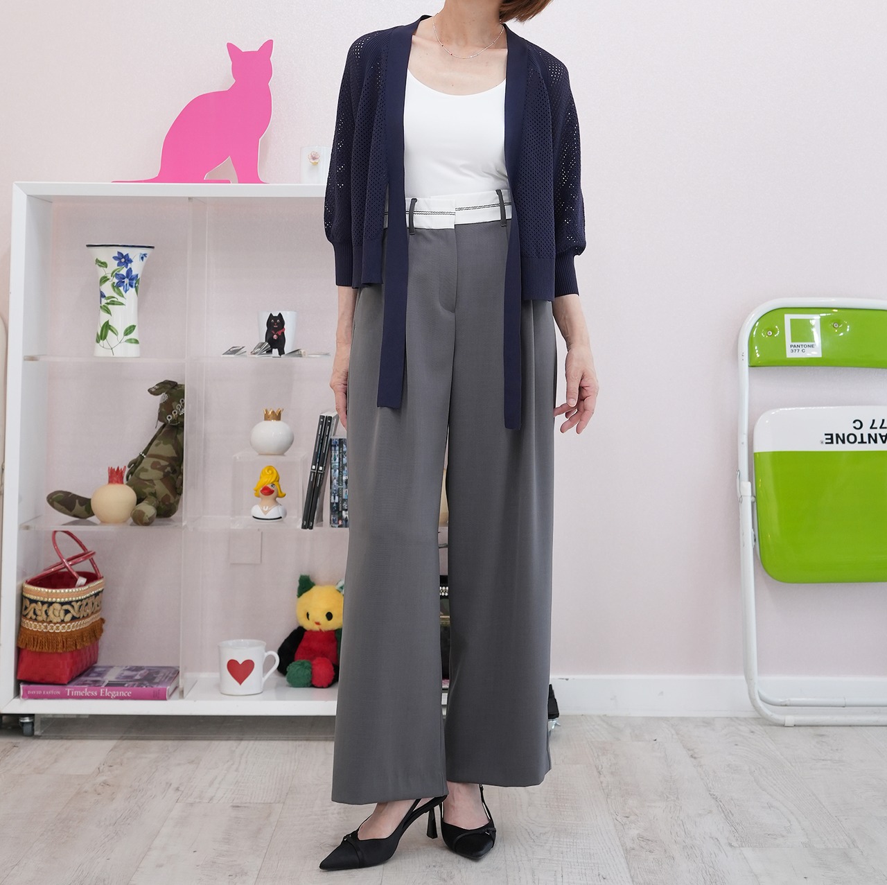 ウエストデザインがカッコイイ マニッシュな綺麗系ワイドパンツ