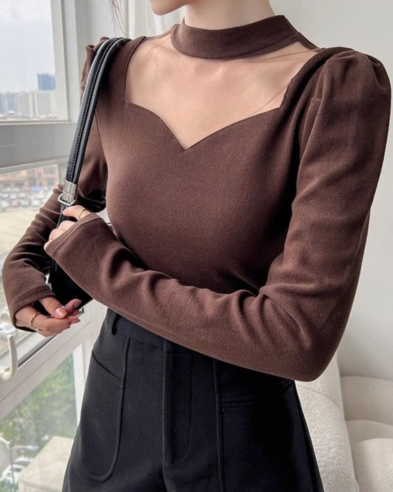 デコルテシアー ハーフハイネックカットソー 3color A0867 - 18