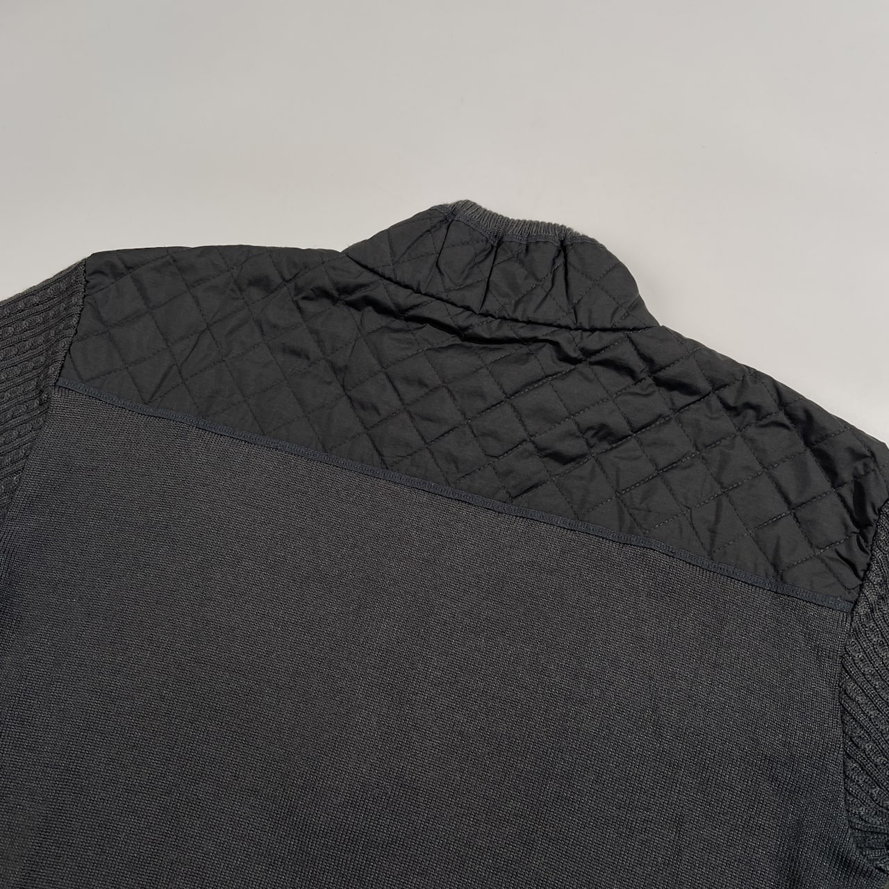 CUTTER & BUCK カッターアンドバック 肩キルト切替 ハーフジップ リブ ニット セーター サイズ L /ダークグレー系 紳士 ゴルフ ウェア