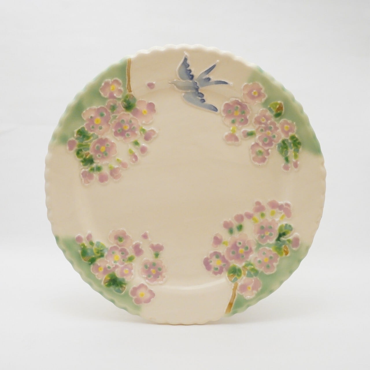 【陶芸工房ラ・プエルタ】八重桜つばめフリル皿大