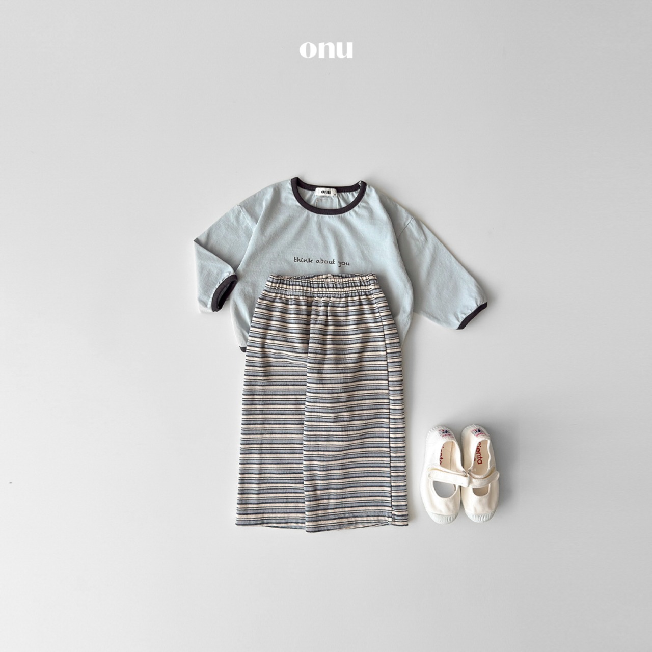 ONU 26/SS Basic Rib-Trim T-Shirt