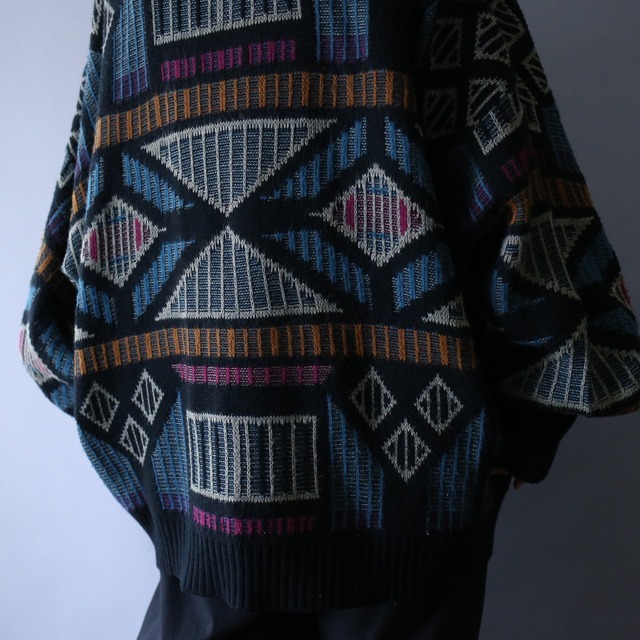 geometry pattern super wide silhouette knit cardigan