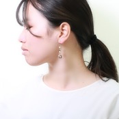 ホワイトとブラウンの色合いが最高！パール、スモーキークォーツピアス  mm1205